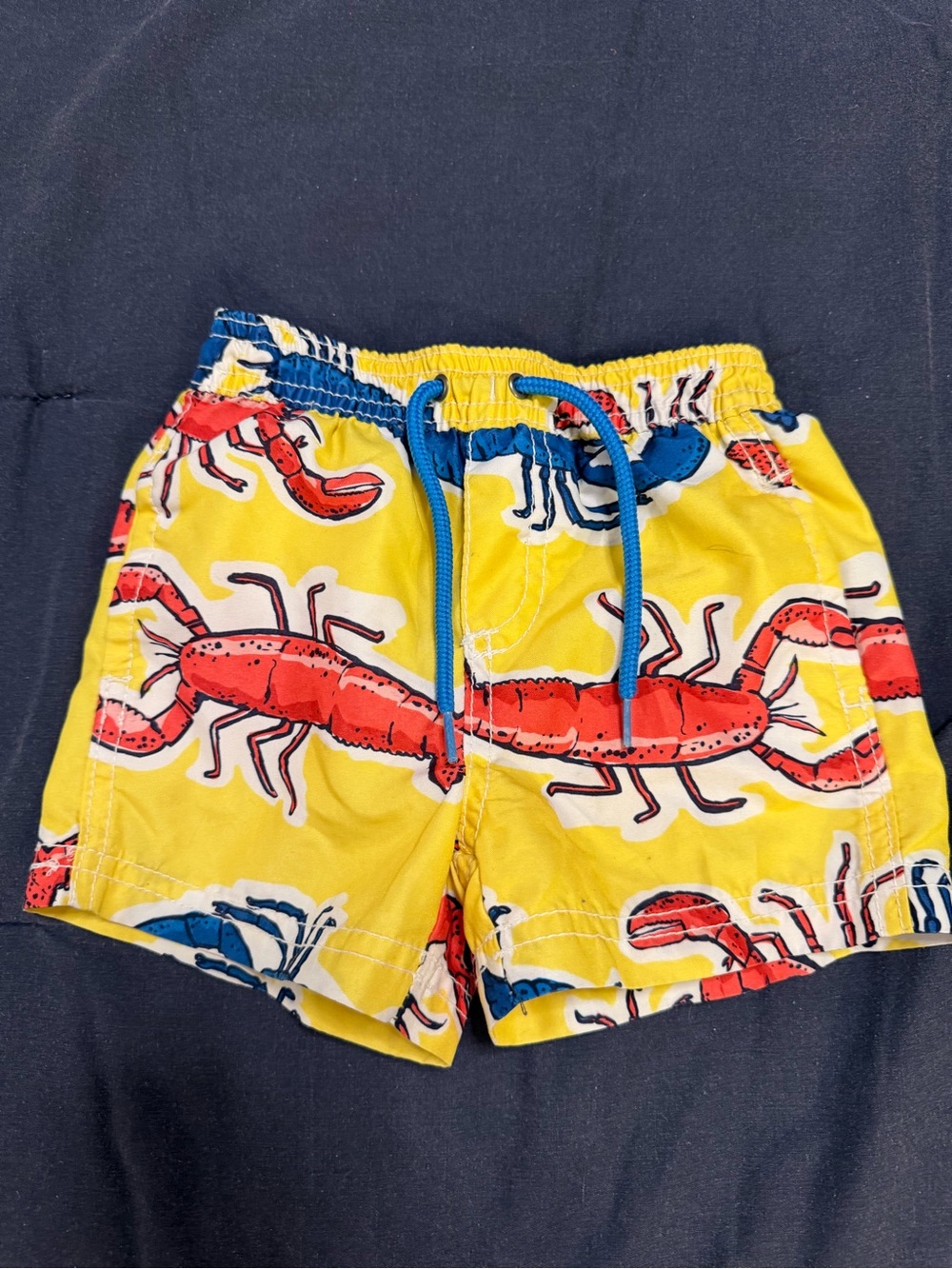 Carter's Yellow Lobster Swim Trunks with Blue Drawstring